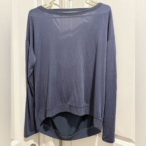 Abby&Gail Casual Light Navy Long Sleeve Blouse with Drop Open Back